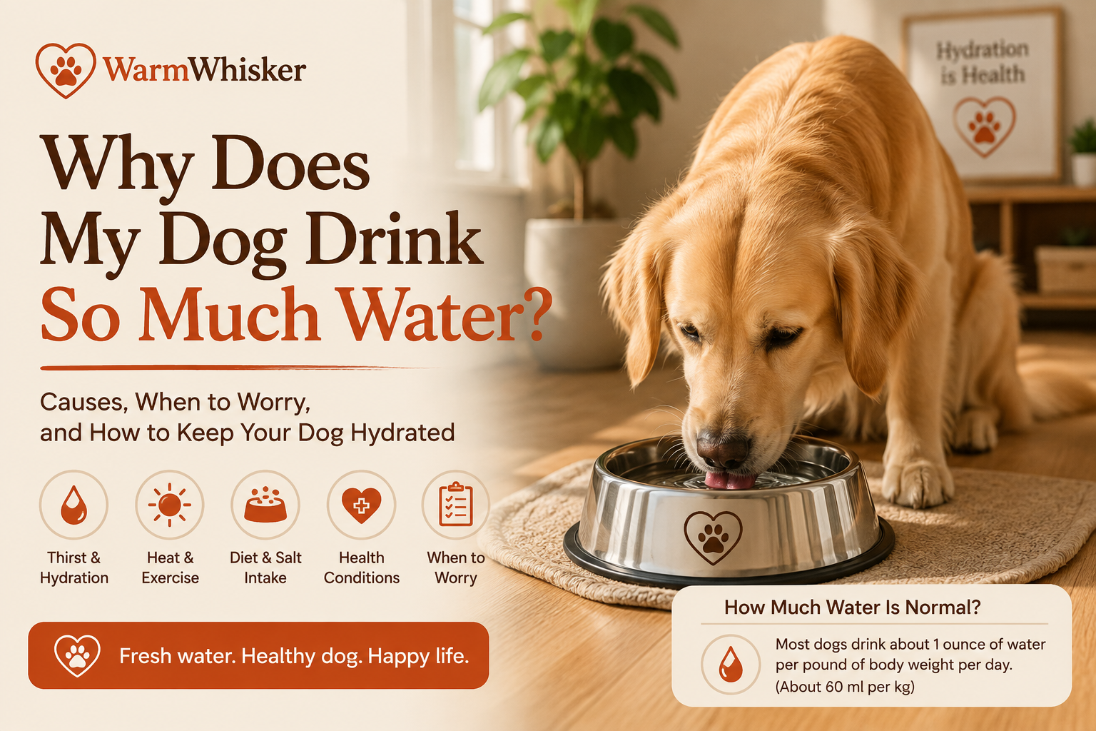 A dog drinking water from a stainless steel bowl on a kitchen floor, showing normal drinking posture, with a partially filled water bowl visible